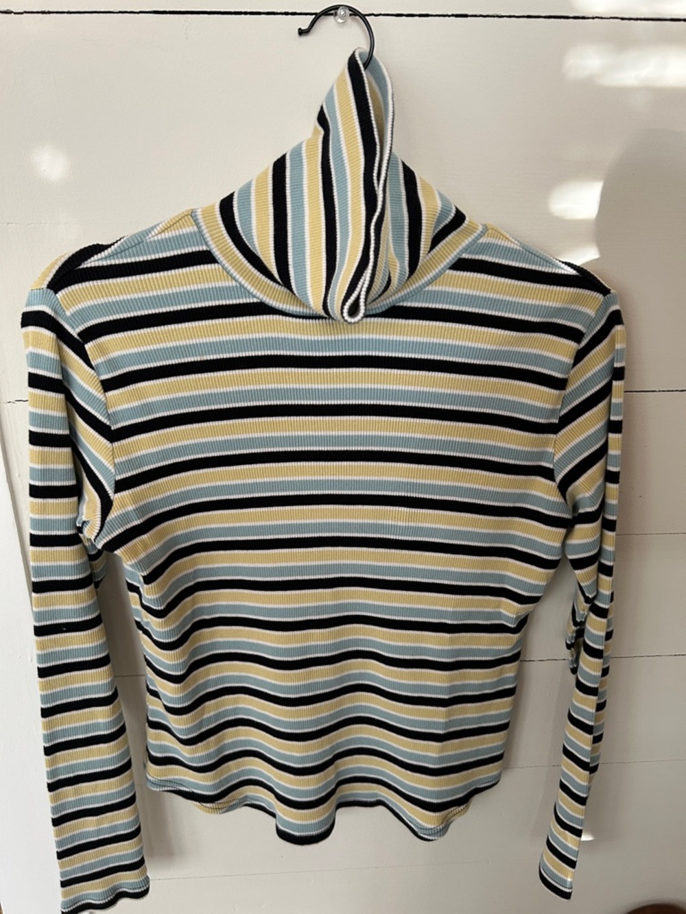 LOFT Retro Striped All Cotton Turtle Neck. Machine Wash & Dry on Gentle Cycles.